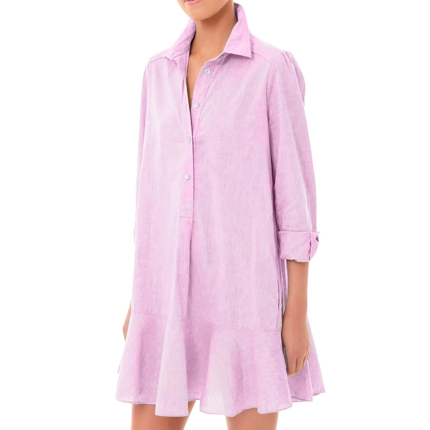 Women Loose Dresses Fashion Casual Half Open Shirt