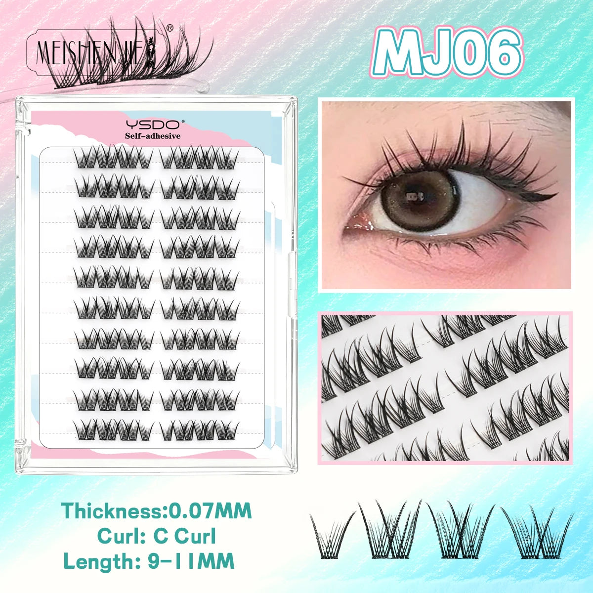 Self-Adhesive Cluster Lashes – 100PCS DIY No-Glue Individual Extensions