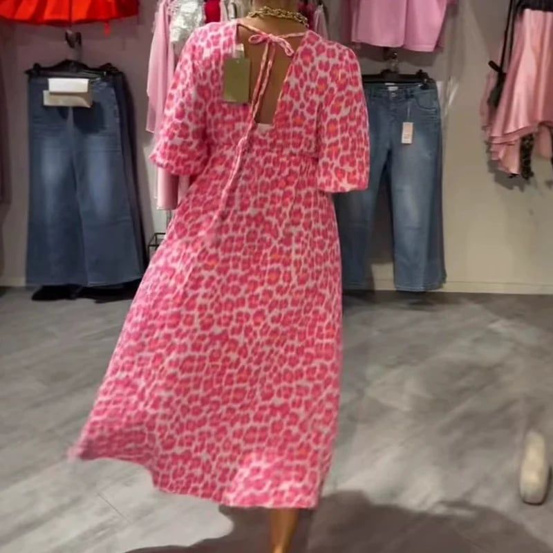 Women's V-Neck Printed Dress