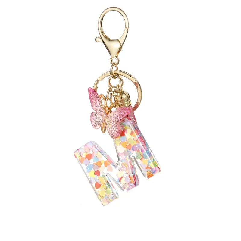 Butterfly Letter Keychain Tassel Design Vibrant Durable Lightweight Gift
