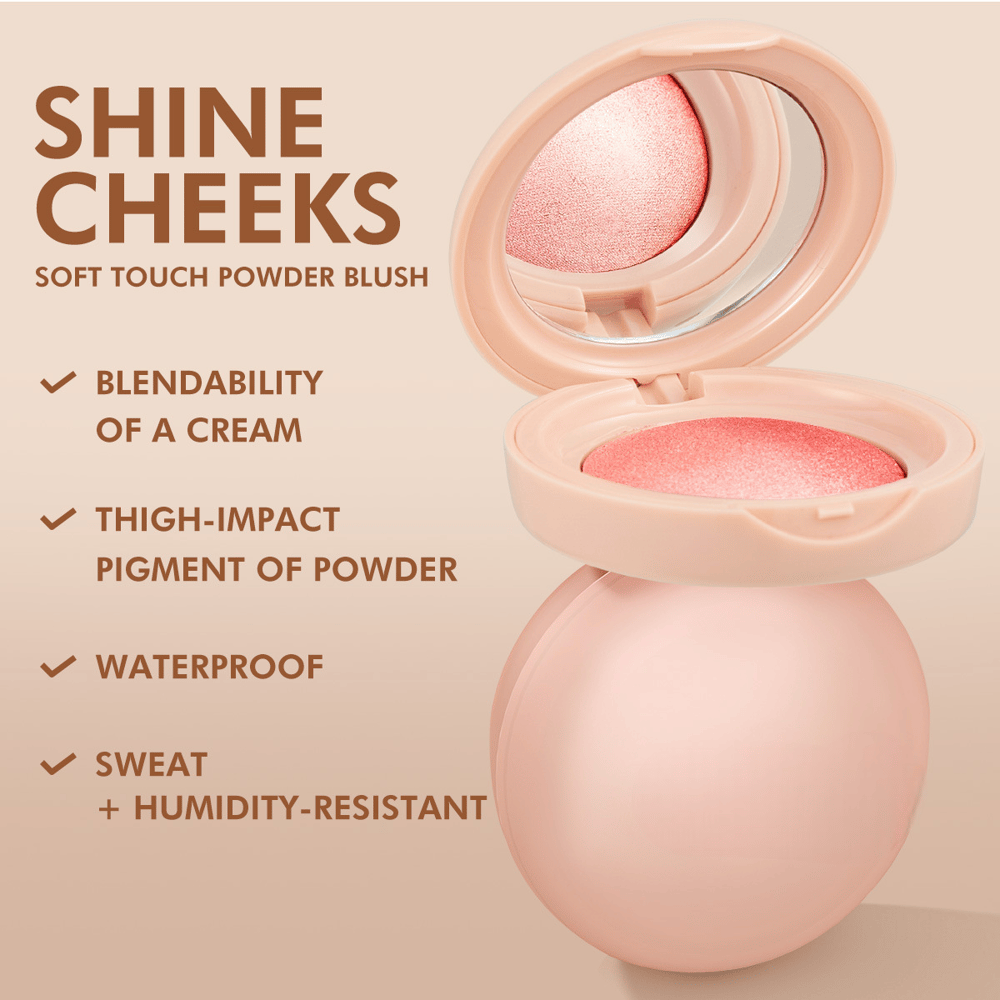 Soft Peach Glow Shimmer Blush Powder