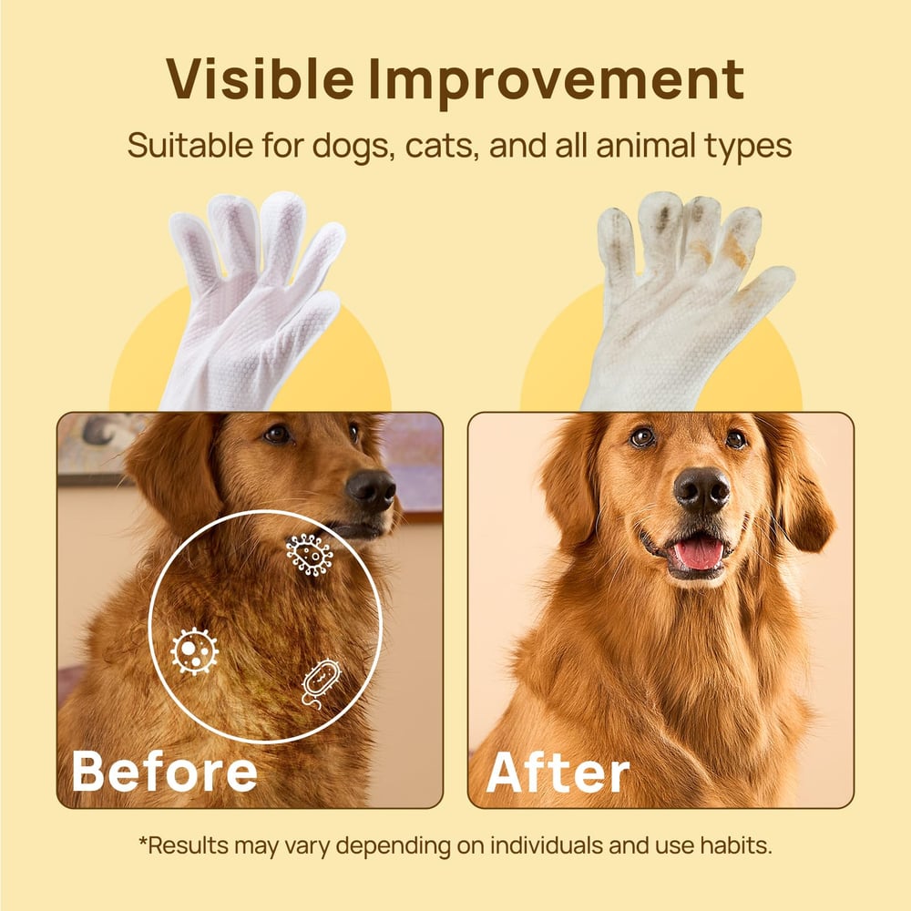 20pcs Deodorizing Pet Grooming Glove Wipes