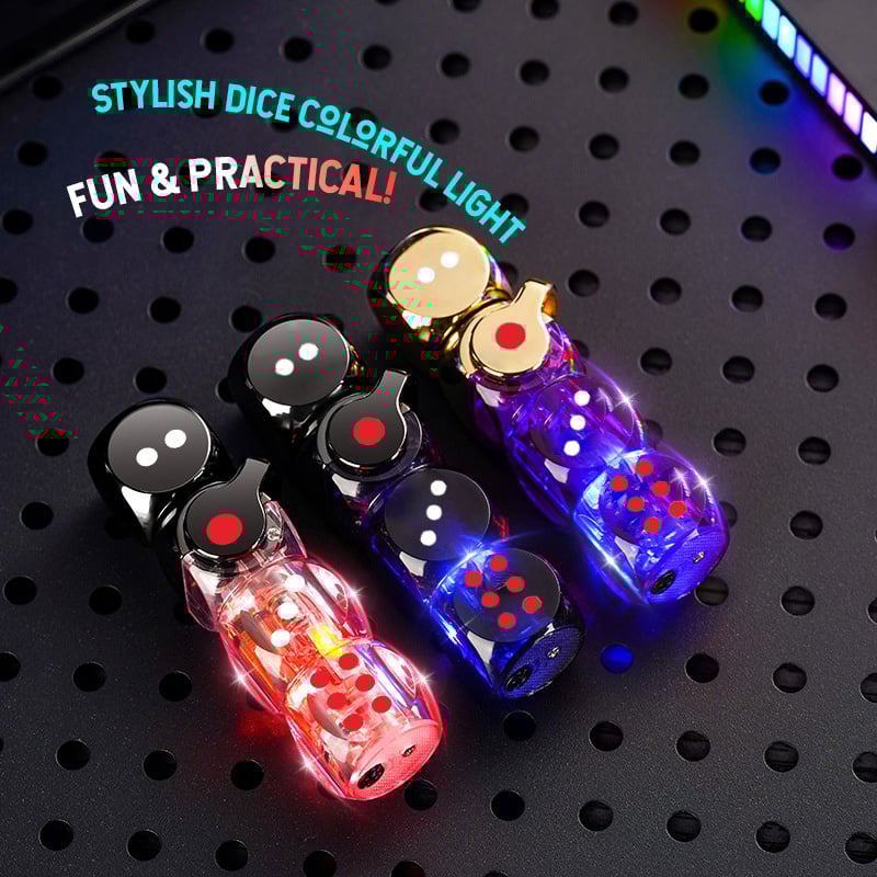 🎲 360° Spinning Dice Lighter 🔥 Windproof Jet Blue Flame, LED, Refillable EDC Gadget