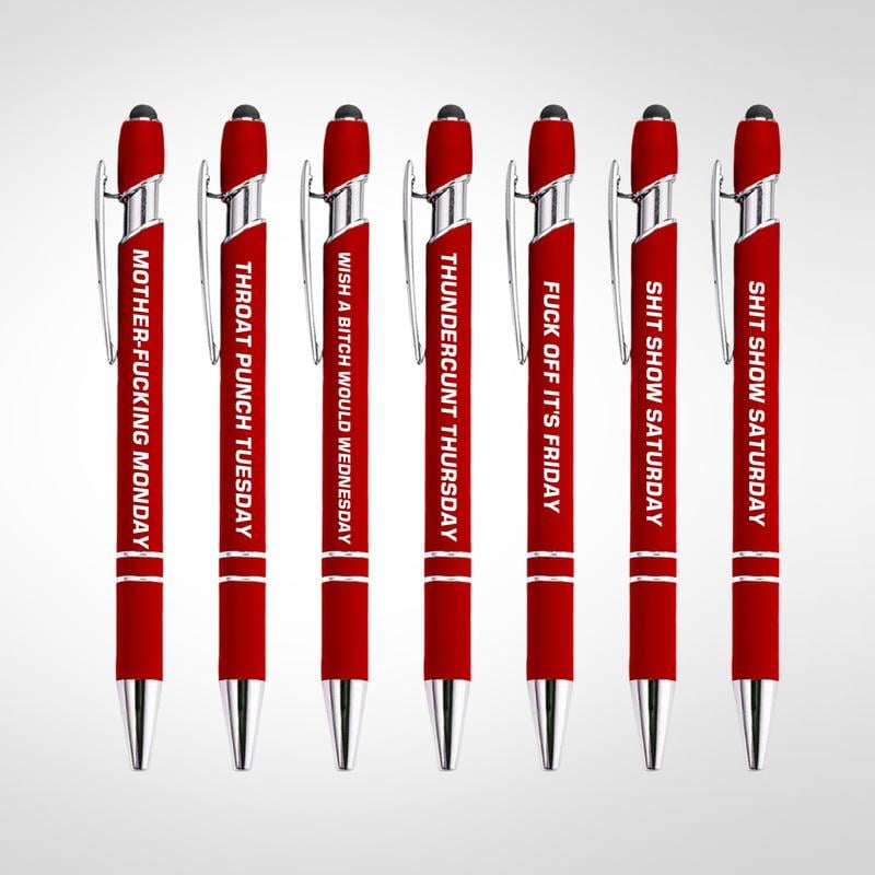Funny Stress-Relief Daily Quotes Metal Ballpoint Pen Set (7 Pcs) |