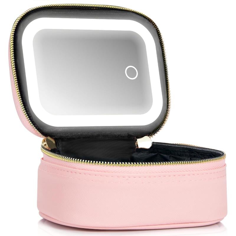 Compact Makeup Bag with Mirror and Light