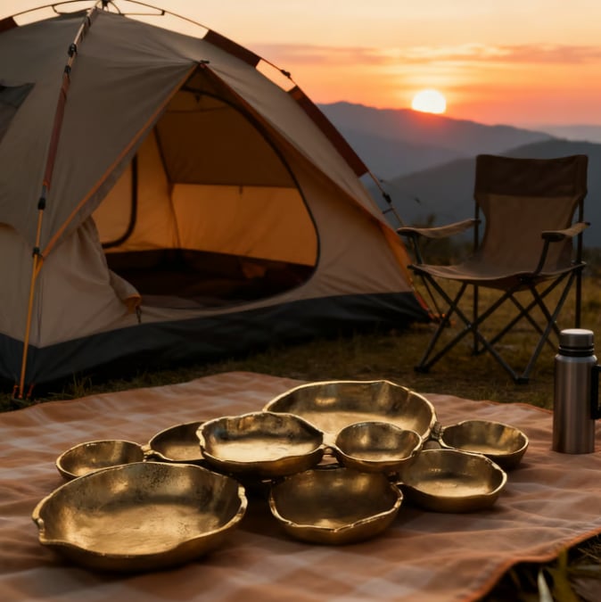 🍽️ Cluster Accent Bowls – Shiny Gold Brass Snack & Appetizer Serving Dish