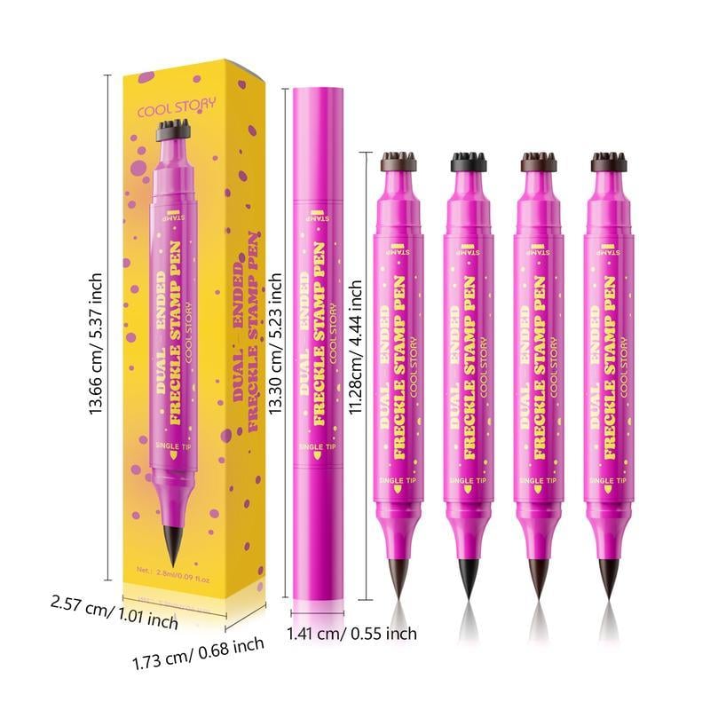 Waterproof Freckles Pen: Faux Freckle Stamp and Fine Tip Eyeliner for Realistic