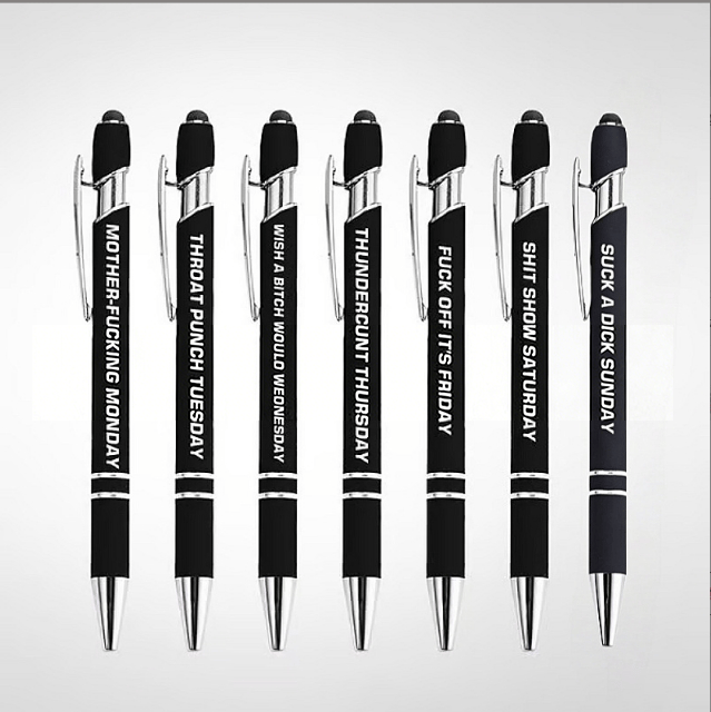 Funny Stress-Relief Daily Quotes Metal Ballpoint Pen Set (7 Pcs) |