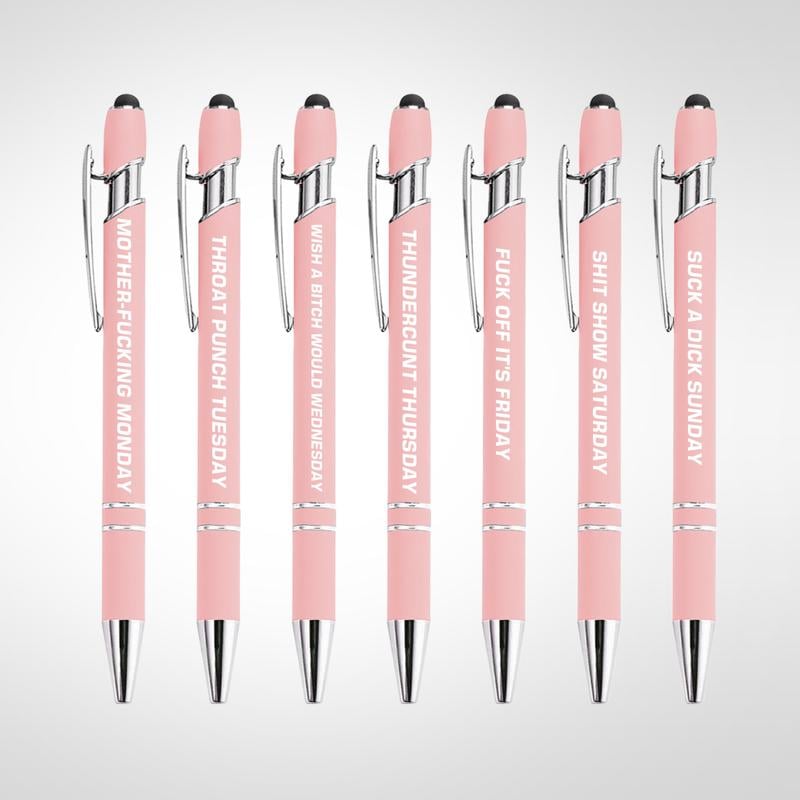 Funny Stress-Relief Daily Quotes Metal Ballpoint Pen Set (7 Pcs) |
