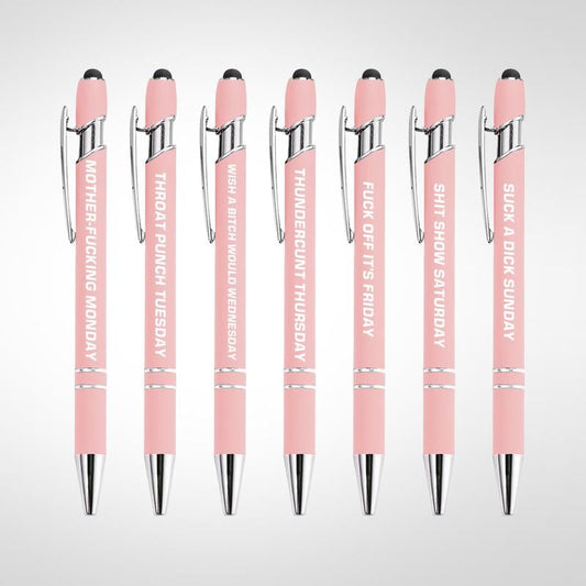 Funny Stress-Relief Daily Quotes Metal Ballpoint Pen Set (7 Pcs) |