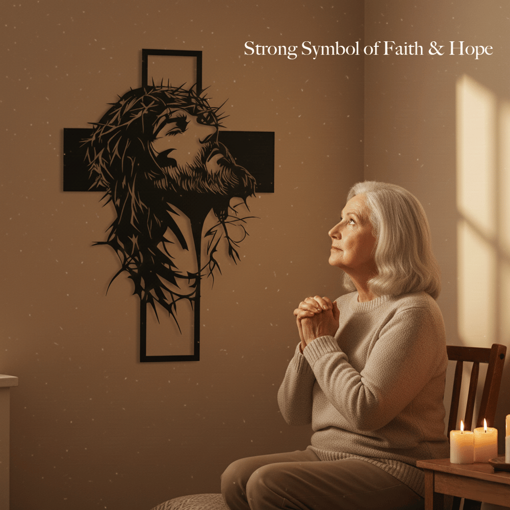 Jesus & Cross Design Wall Art (12 x 9 inches)