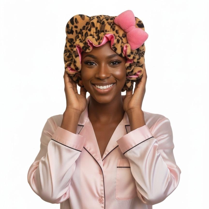 Leopard Print & Pink Teddy Bonnet