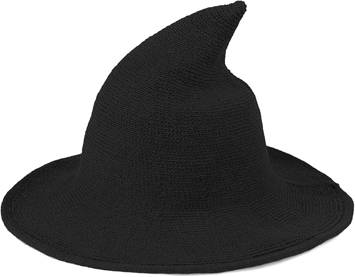 Women Gothic Knitting Black Wizard Hat