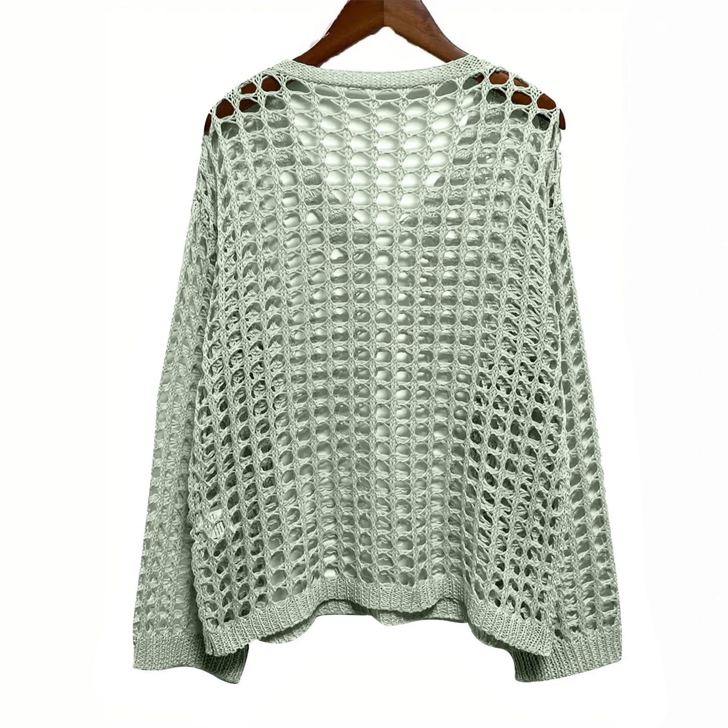 Women's Plus Size Crochet Sweater Oversized Hollow Out Long Sleeve