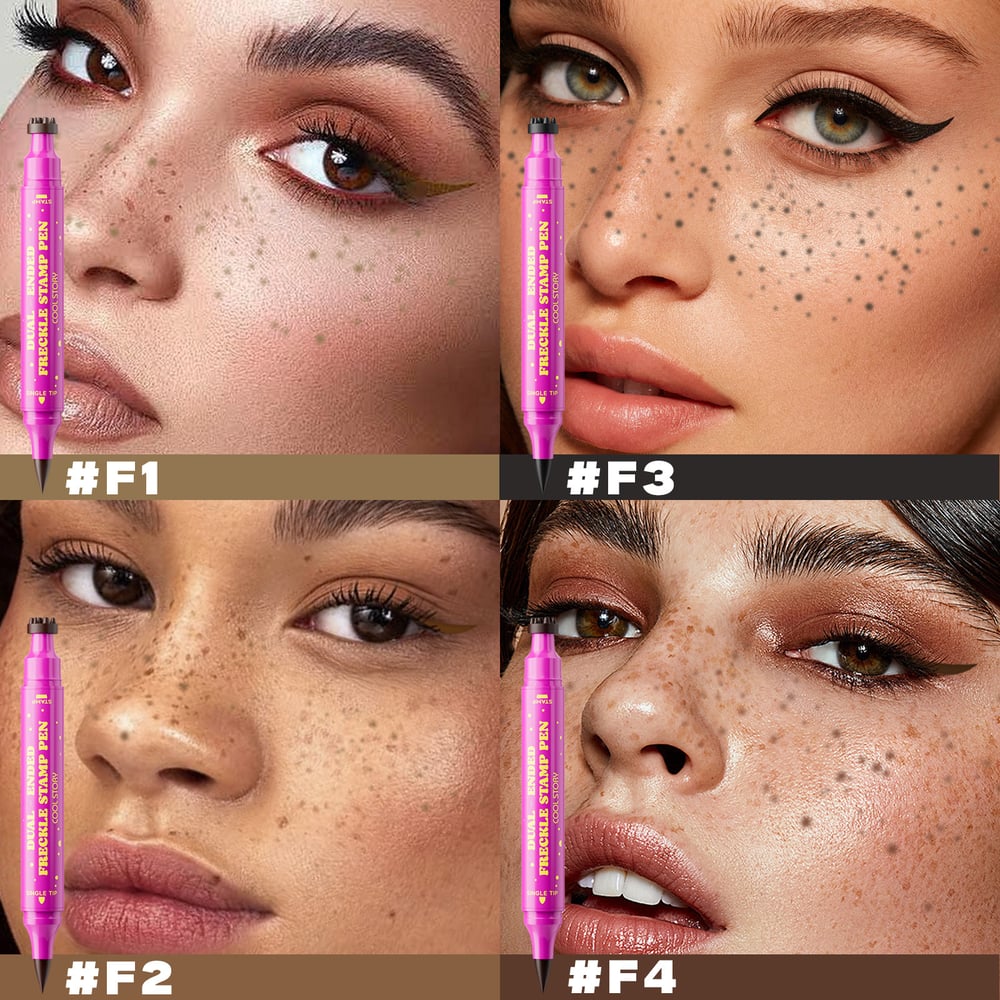 Waterproof Freckles Pen: Faux Freckle Stamp and Fine Tip Eyeliner for Realistic