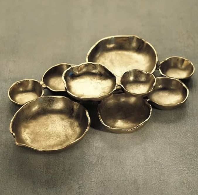🍽️ Cluster Accent Bowls – Shiny Gold Brass Snack & Appetizer Serving Dish