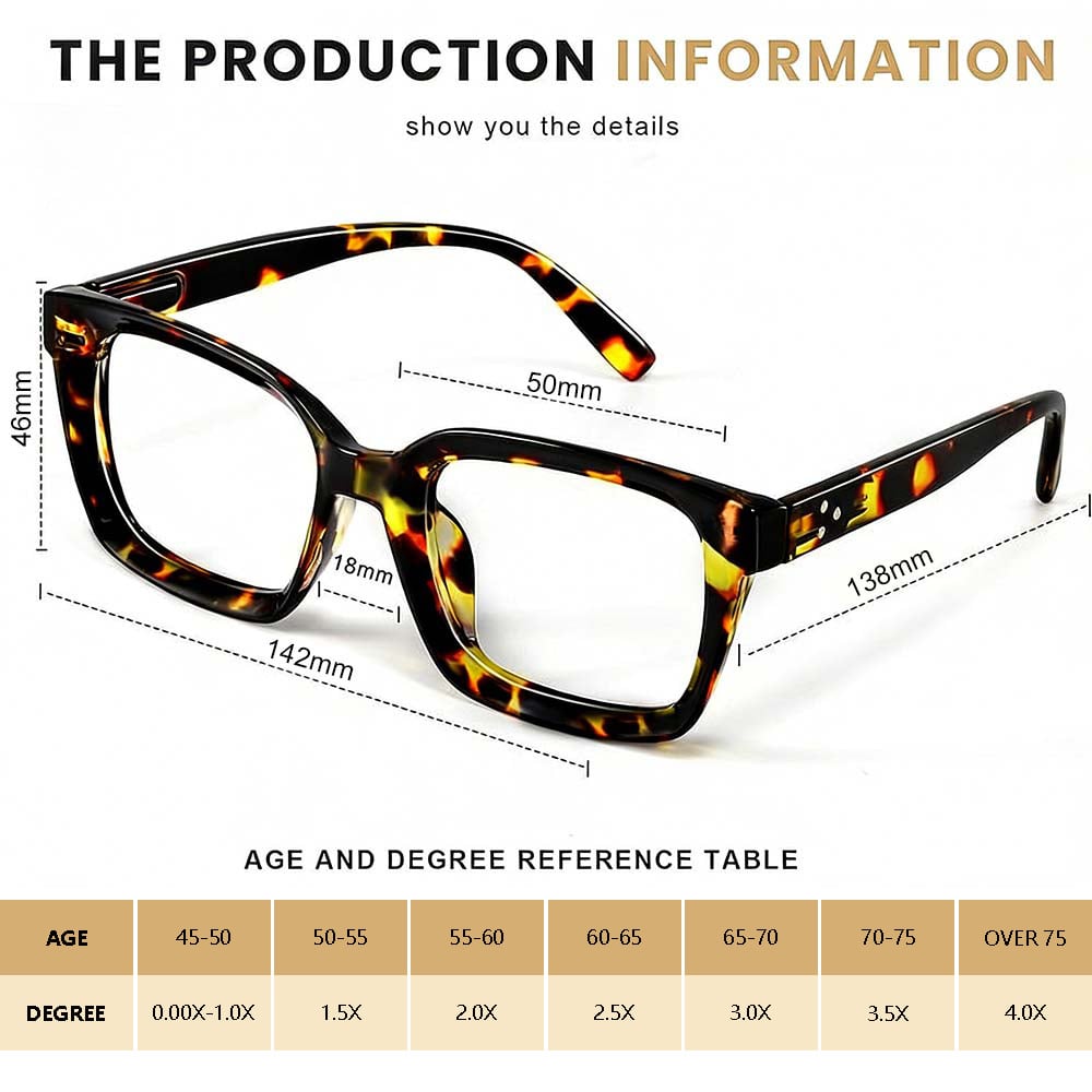 3 Pack Tortoiseshell Reading Glasses – Blue Light Blocking Oversized Square Readers
