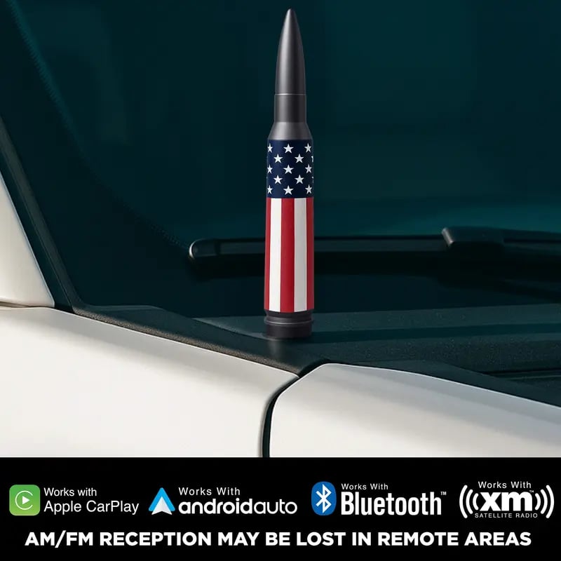 50 Cal Badass Bullet Antenna for Ford Dodge GMC Chevy & Jeep 2007+ Stand Out Upgrade Your Truck Antenna Anti-Theft Design Military-Grade