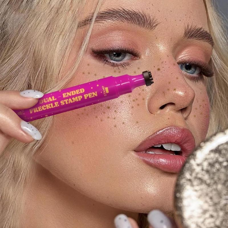Waterproof Freckles Pen: Faux Freckle Stamp and Fine Tip Eyeliner for Realistic