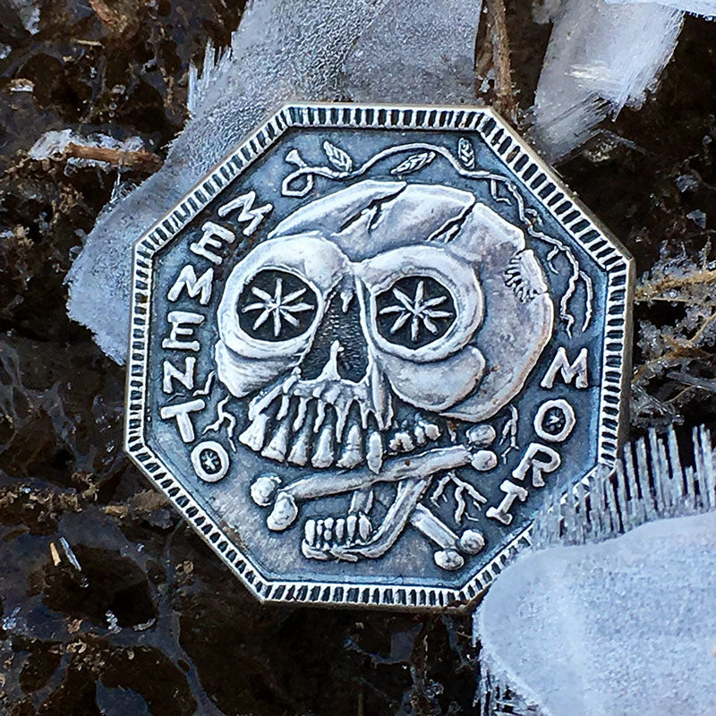 Memento Mori Fine Silver Coin - Memento Vivere Reminder Token Solid Silver Coin