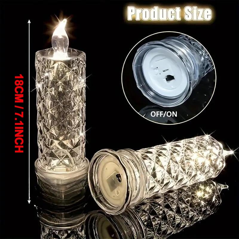 ✨🕯️LED Crystal Candle Lights 🌈Battery Operated with 6 Hour Timer