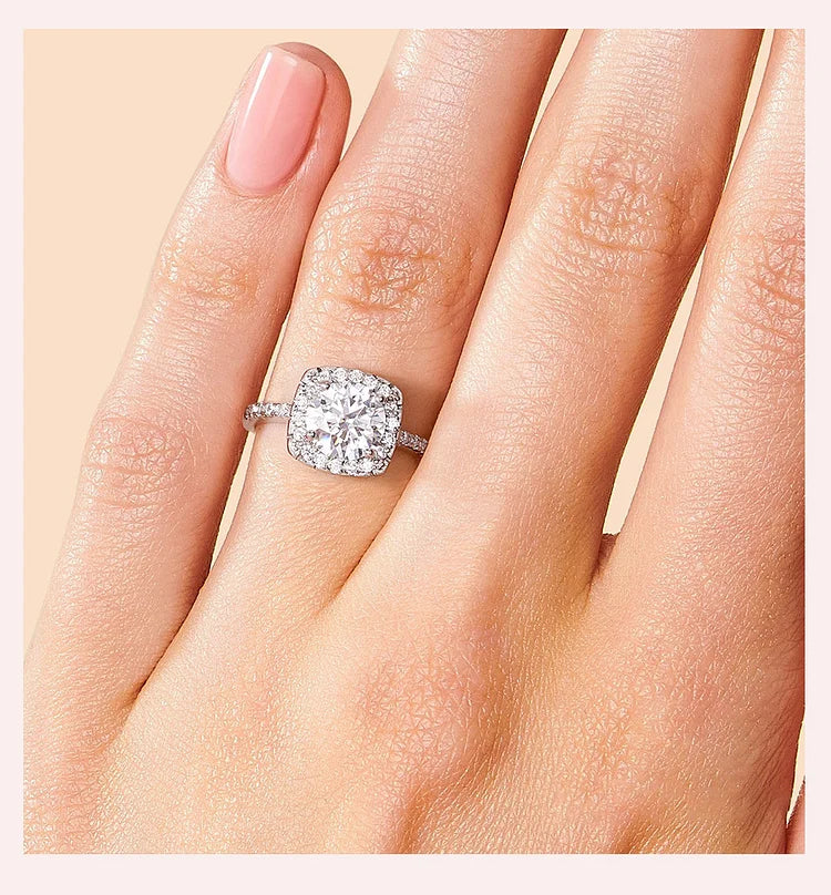 Square Halo Moissanite Engagement Ring