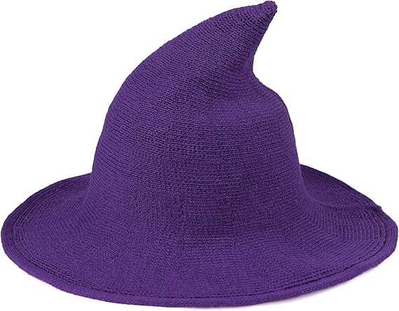 Women Gothic Knitting Black Wizard Hat