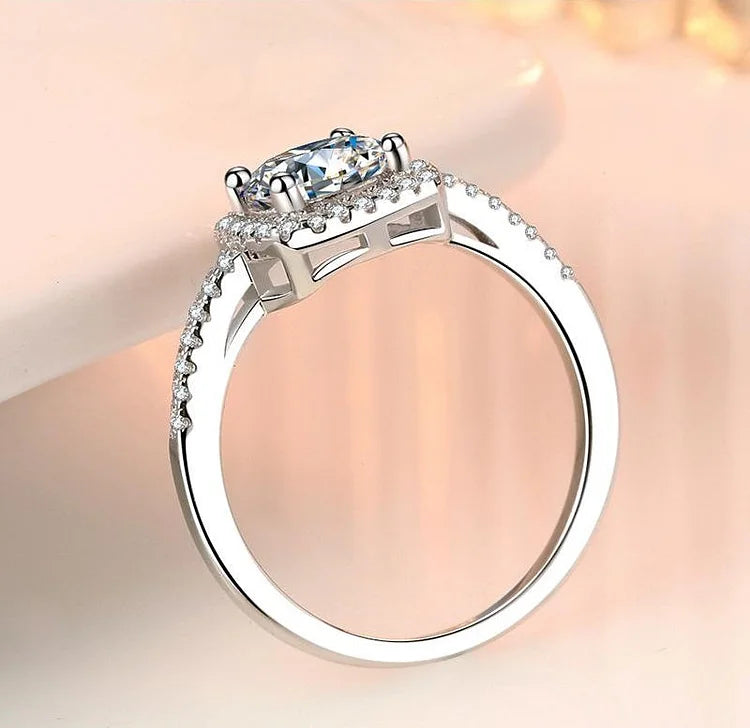 Square Halo Moissanite Engagement Ring