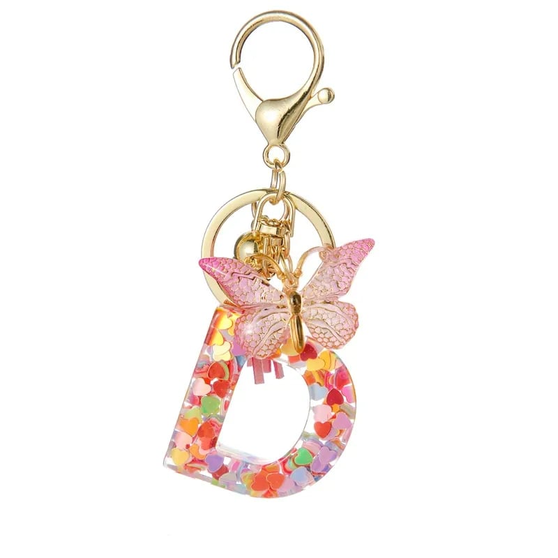 Butterfly Letter Keychain Tassel Design Vibrant Durable Lightweight Gift