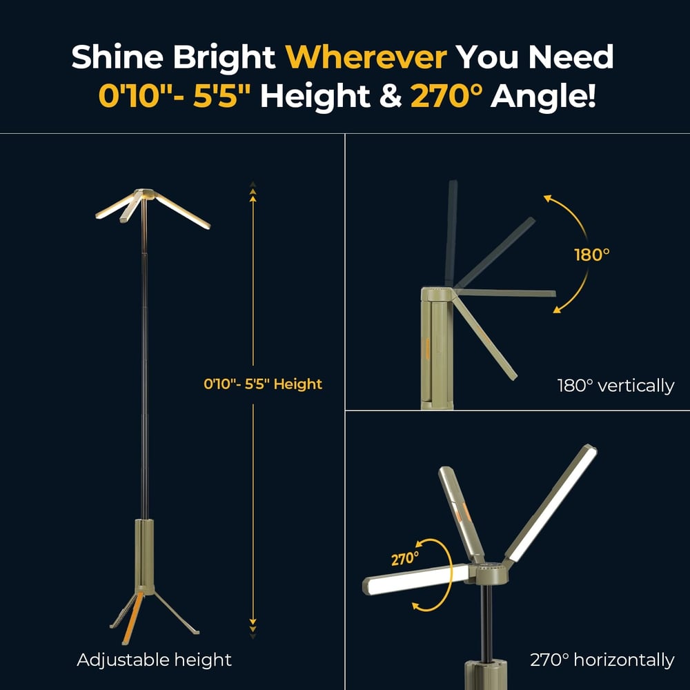 Telescopic Camping Light Rechargeable 15600mAh