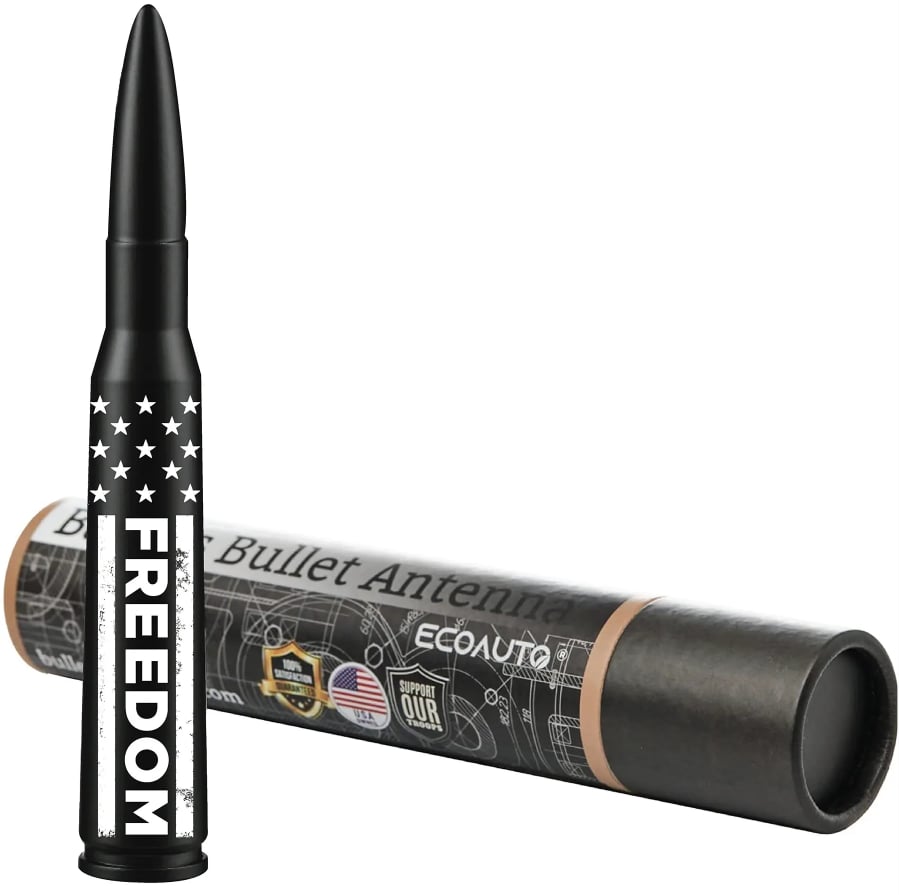 50 Cal Badass Bullet Antenna for Ford Dodge GMC Chevy & Jeep 2007+ Stand Out Upgrade Your Truck Antenna Anti-Theft Design Military-Grade