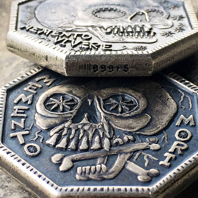 Memento Mori Fine Silver Coin - Memento Vivere Reminder Token Solid Silver Coin