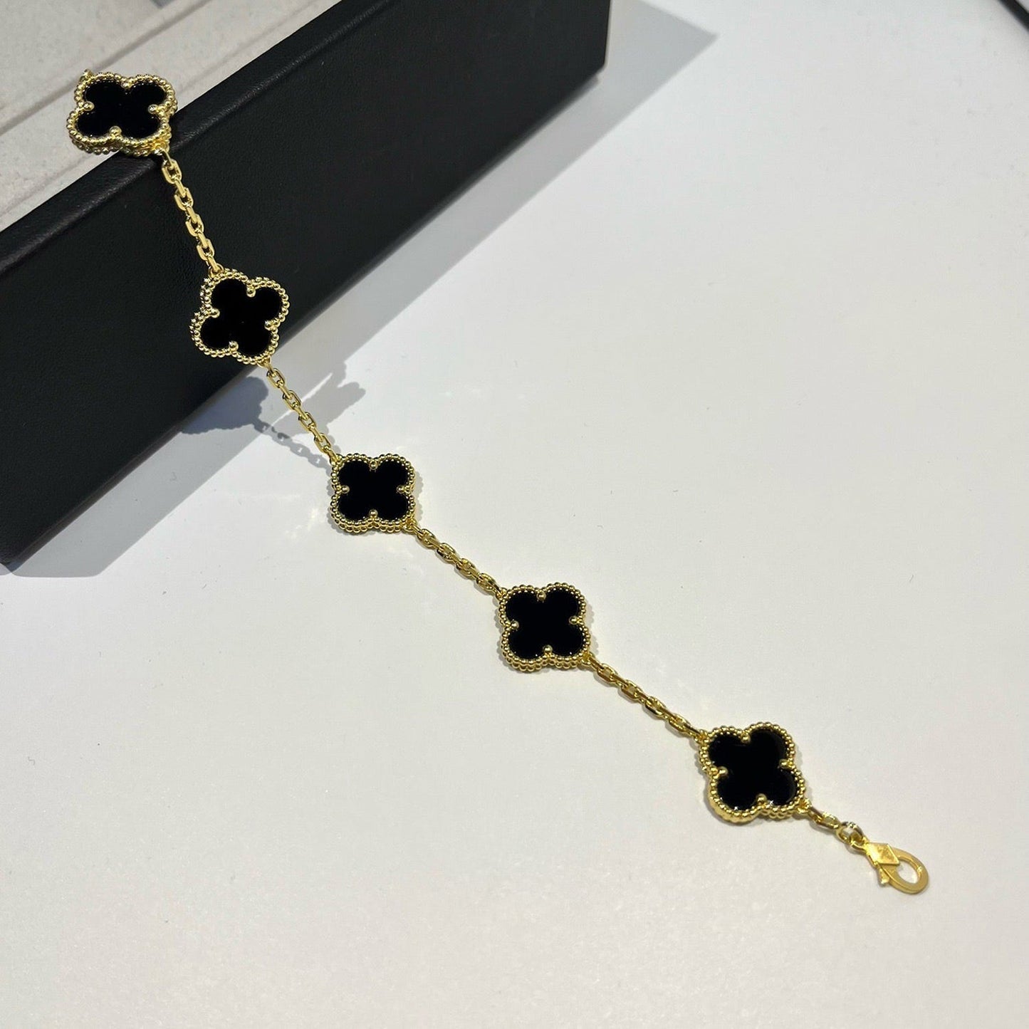 [Plus Jewelry]CLOVER  5 MOTIFS BLACK ONYX BRACELET