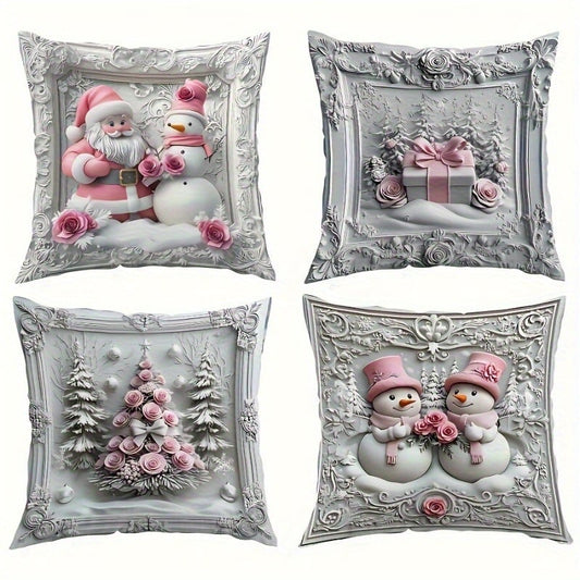 🎄 Soft Velvet Christmas Pillow Covers – 4-Piece Set for Cozy Holiday Vibes!