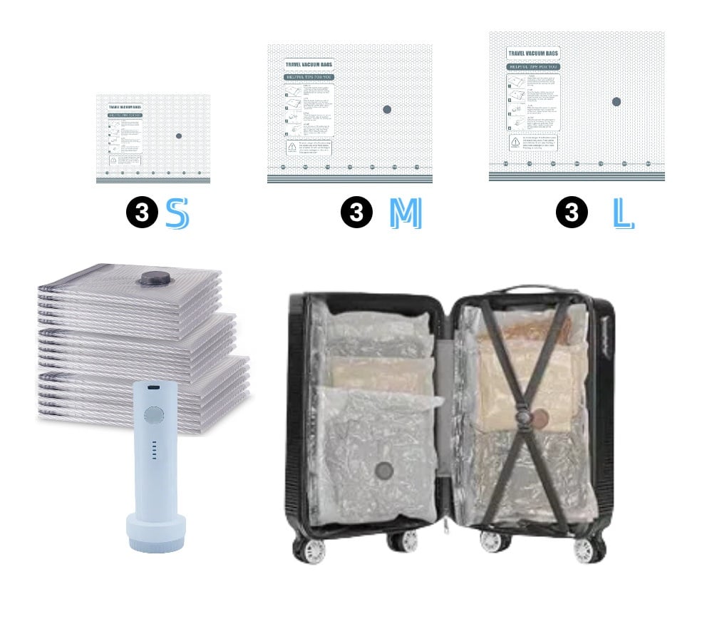 X7 Cordless Travel Vacuum Bag Set
