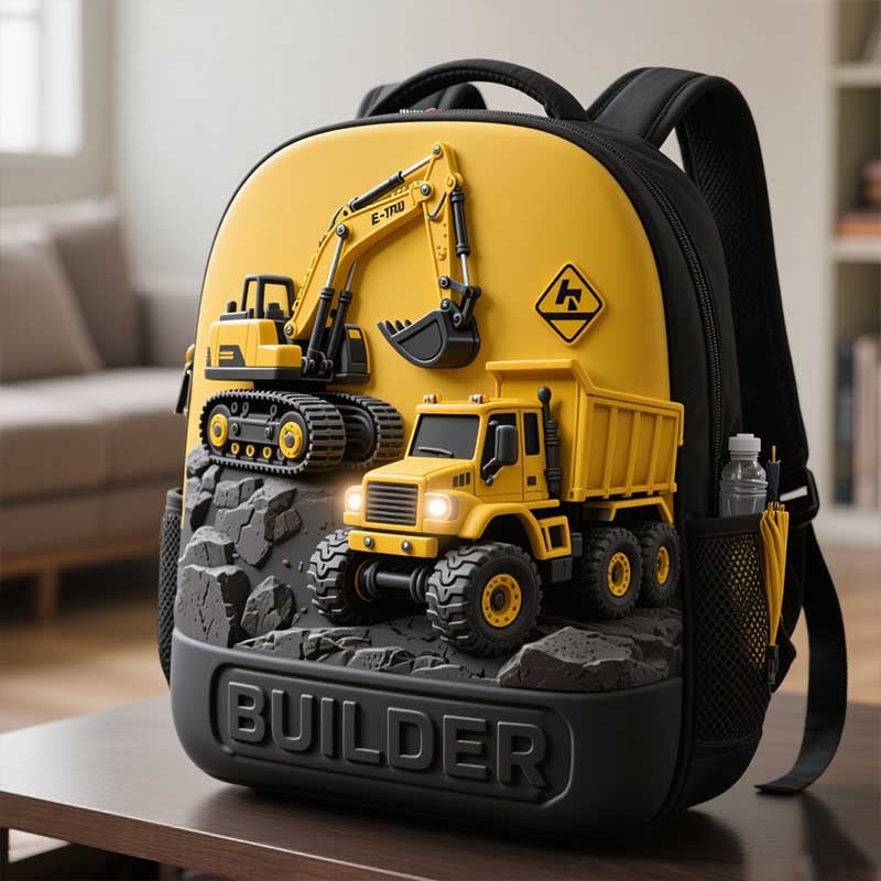 Kids Construction Vehicle-Inspired School Backpack