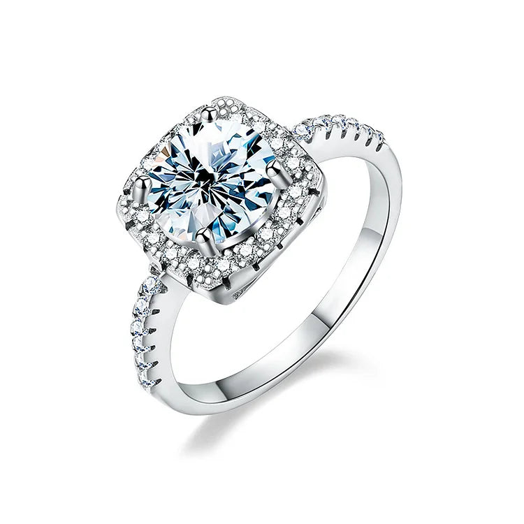 Square Halo Moissanite Engagement Ring