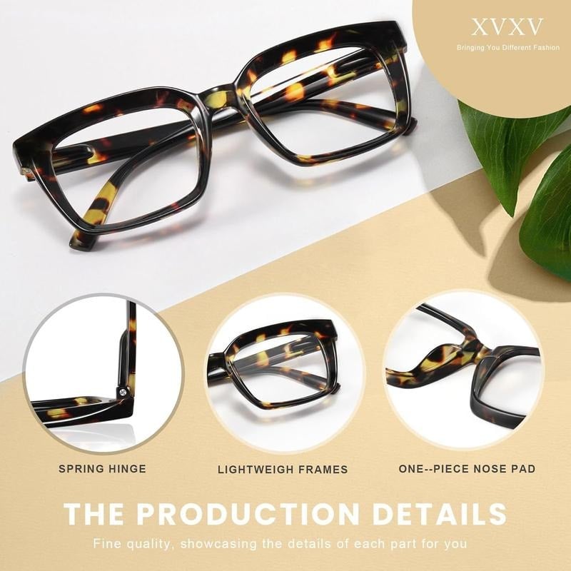 3 Pack Tortoiseshell Reading Glasses – Blue Light Blocking Oversized Square Readers