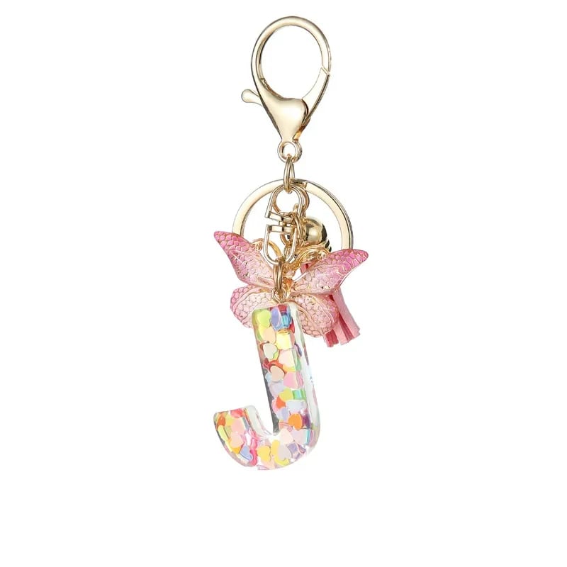 Butterfly Letter Keychain Tassel Design Vibrant Durable Lightweight Gift