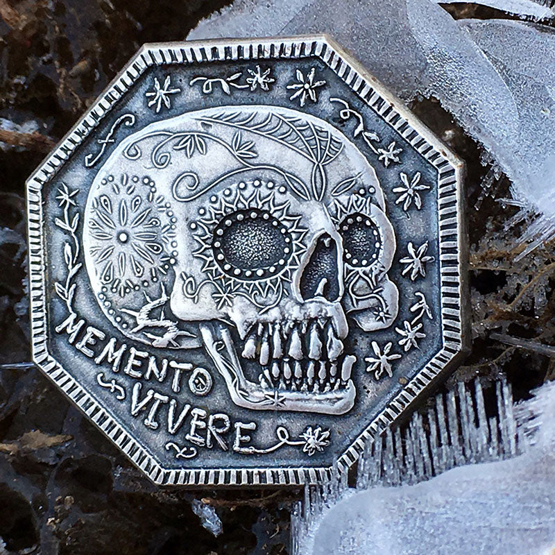 Memento Mori Fine Silver Coin - Memento Vivere Reminder Token Solid Silver Coin