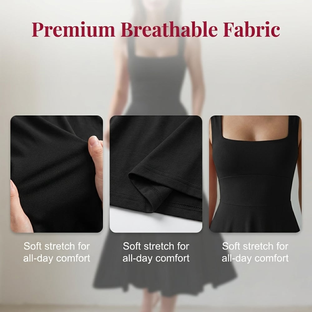 Women's Sleeveless Square Neck A-Line Maxi Dress with Pockets