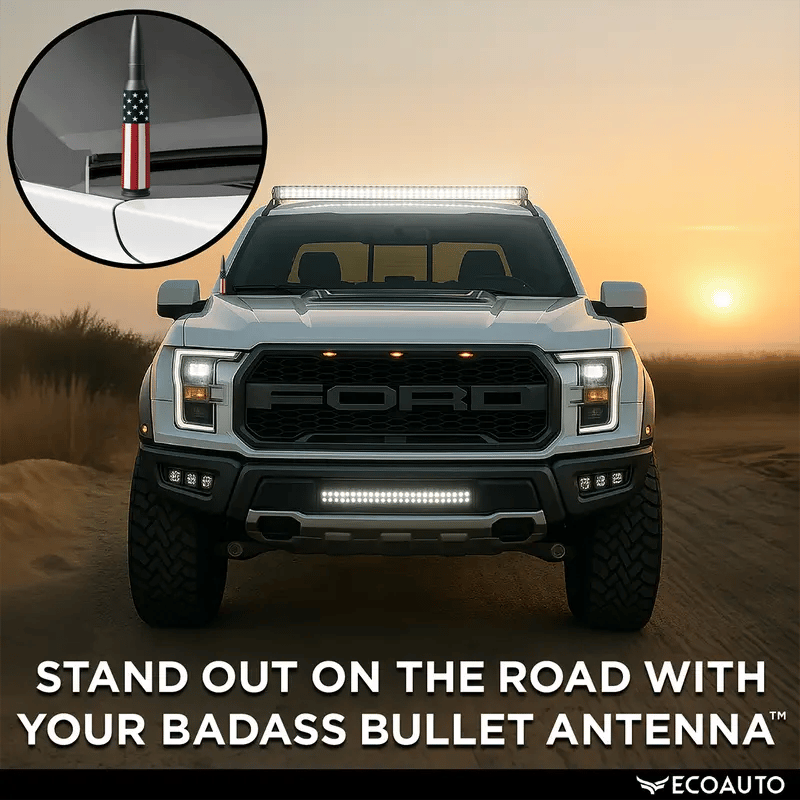 50 Cal Badass Bullet Antenna for Ford Dodge GMC Chevy & Jeep 2007+ Stand Out Upgrade Your Truck Antenna Anti-Theft Design Military-Grade
