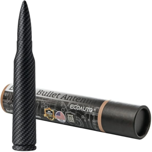50 Cal Badass Bullet Antenna for Ford Dodge GMC Chevy & Jeep 2007+ Stand Out Upgrade Your Truck Antenna Anti-Theft Design Military-Grade