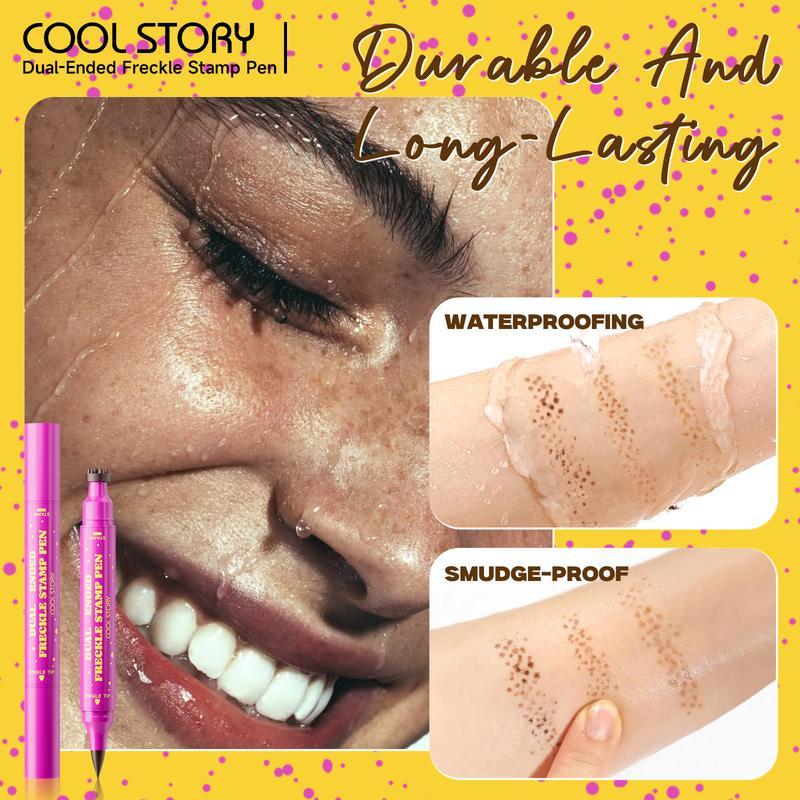 Waterproof Freckles Pen: Faux Freckle Stamp and Fine Tip Eyeliner for Realistic