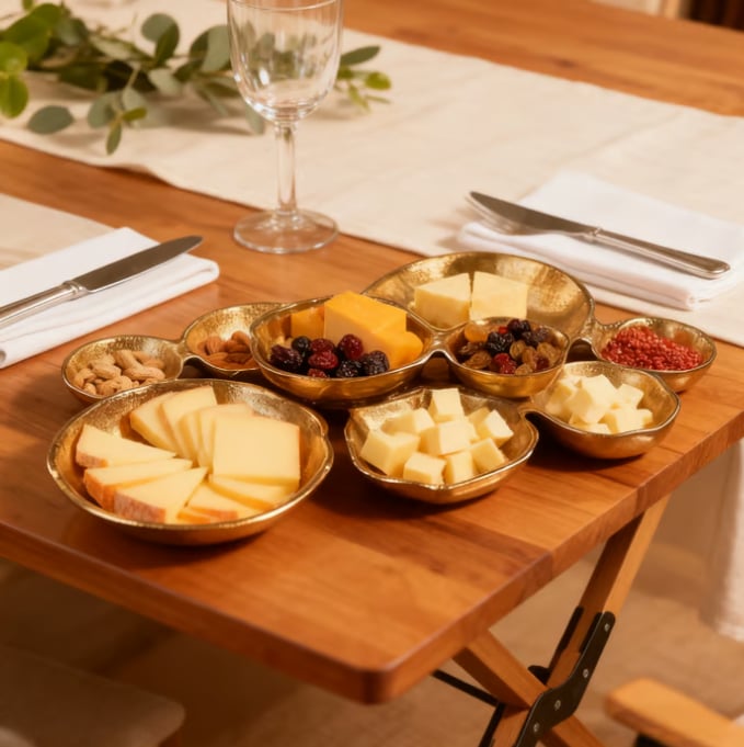 🍽️ Cluster Accent Bowls – Shiny Gold Brass Snack & Appetizer Serving Dish