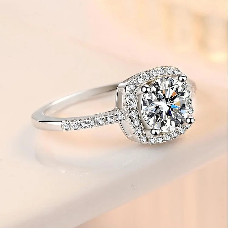 Square Halo Moissanite Engagement Ring