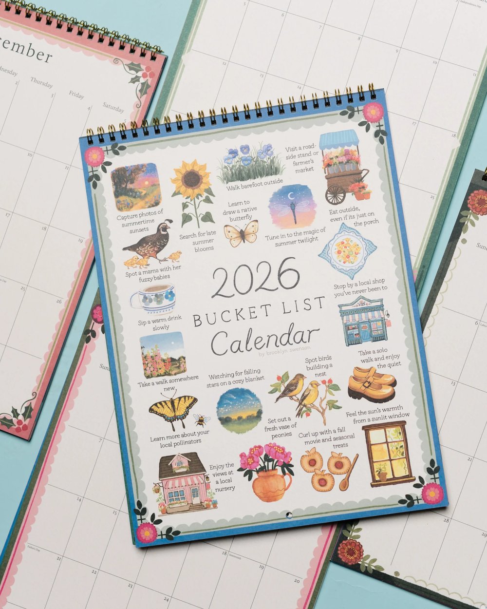 🌸 2026 Bucket List Wall Calendar - Celebration of Life’s Seasons📅