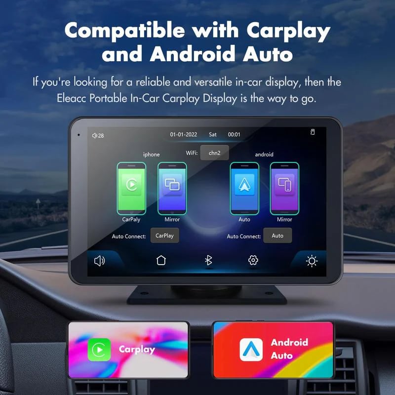Portable Carplay Screen-Wide-Compatibility Multi-Device Car Infotainment System