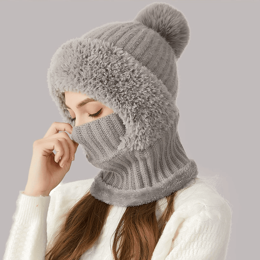 3-in-1 Women's Beanie Hat with Scarf & Mask, Cozy Winter Essential
