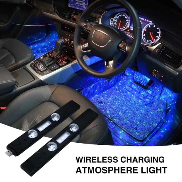 🚗✨Wireless Car Interior Ambient Lights 2-in-1 Star Pattern + Warm Light · USB Rechargeable · Car & Room Decoration